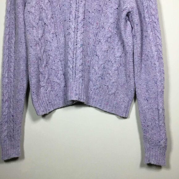 Sunday Two Purple Wool Blend Chunky Cable Knit Sweater M Autumn Fall Casual - Picture 3 of 8